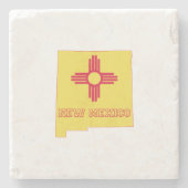 ニューメキシコのシルエットマップの形状の州旗 ストーンコースター (正面)