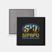 ニューメキシコのスキー休暇 スキースィパプ マグネット (正面/裏面)