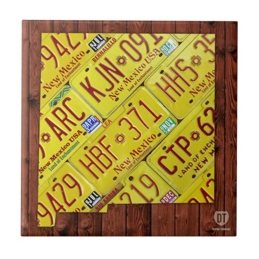 ニューメキシコのナンバープレートの地図のセラミックタイル タイル (正面)