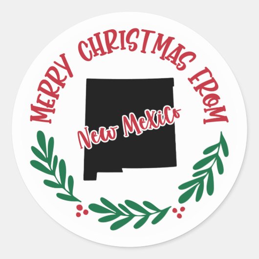 ニューメキシコのホリデーステッカー ラウンドシール (正面)
