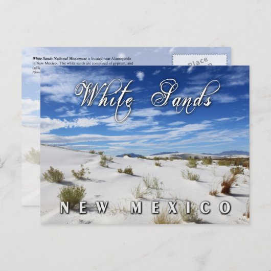 ニューメキシコのホワイトサンズ国家記念碑 ポストカード (正面/裏面)
