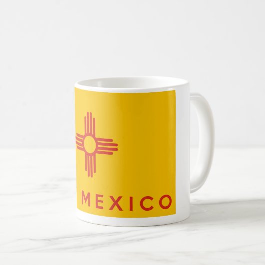 ニューメキシコの州の旗アメリカの国の文字の名前 コーヒーマグカップ (正面右)