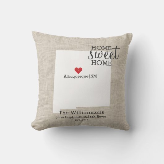 ニューメキシコの州愛家の甘い家のカスタムな地図 クッション (正面)