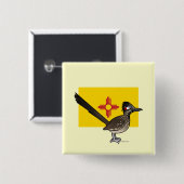 ニューメキシコの州Birdorable: ロードランナー 缶バッジ (正面&裏面)