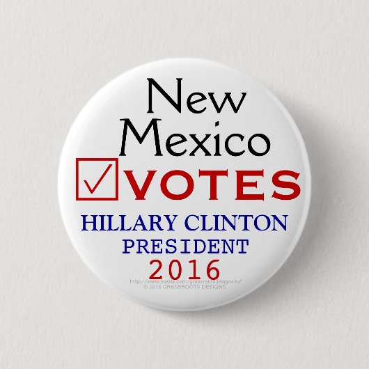 ニューメキシコの投票ヒラリー・クリントンの大統領2016年 缶バッジ (正面)