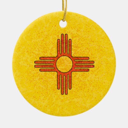 ニューメキシコの旗のオーナメント セラミックオーナメント (正面)