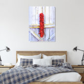 ニューメキシコの紫色のドアに赤いペッパーのリスタ キャンバスプリント (インサイチュ (寝室))