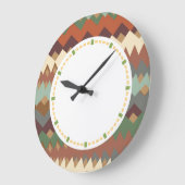 ニューメキシコの緑およびブラウンのジグザグ形のカムフラージュ ラージ壁時計 (傾斜)