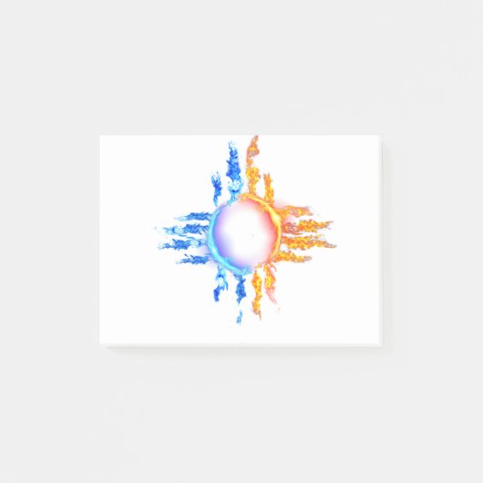 ニューメキシコの赤と青の炎のシンボル ポストイット (正面)