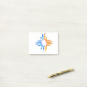 ニューメキシコの赤と青の炎のシンボル ポストイット (デスク上)