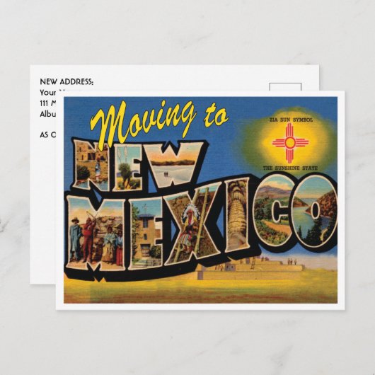 ニューメキシコへの移住 ヴィンテージ風 住所変更のお知らせ ポストカード (正面/裏面)
