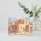 ニューメキシコアドビハウスウォーターカラートラベル ポストカード (スタンド正面)