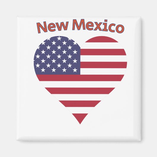 ニューメキシコアメリカ国旗のハート マグネット (正面)