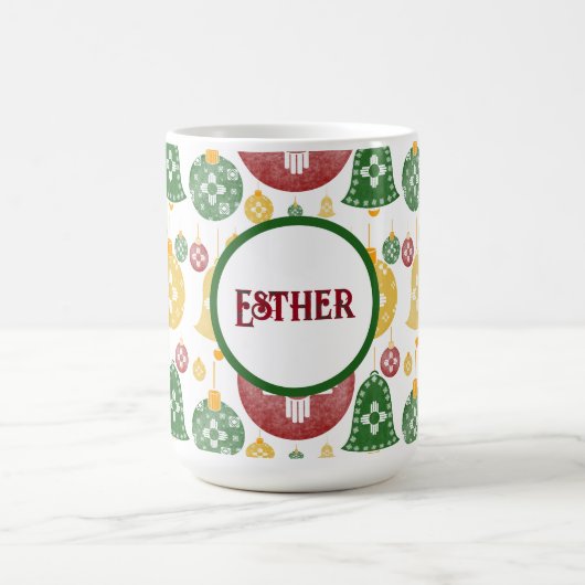 ニューメキシコクリスマスオーナメントズシアレッドグリーンブルー コーヒーマグカップ (中央)