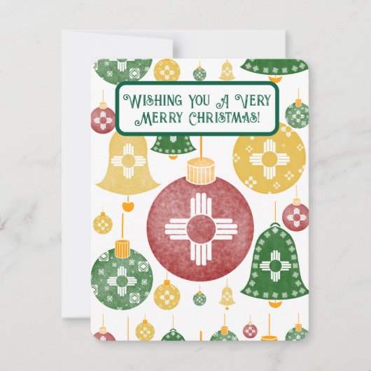 ニューメキシコクリスマスオーナメントズシアレッドグリーンブルー シーズンカード (正面)