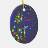 ニューメキシコサグアロサクタスのクリスマス装飾 セラミックオーナメント (裏面)