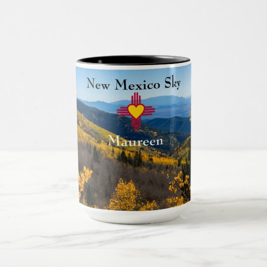 ニューメキシコスカイZiaハートパーソナライズ名ギフトティー マグカップ (中央)