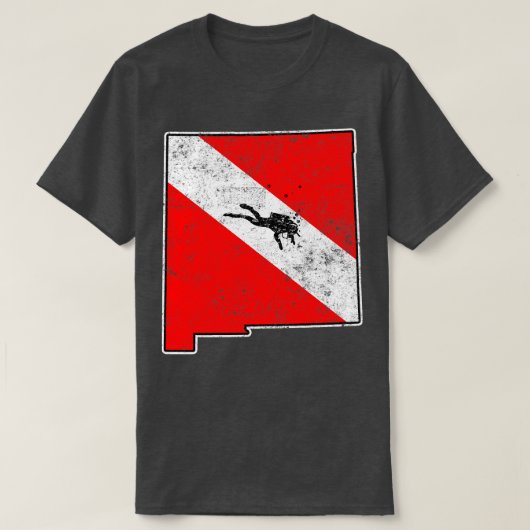 ニューメキシコダイビング国旗のスキューバダイビング州マップダイビングF Tシャツ (デザイン正面)