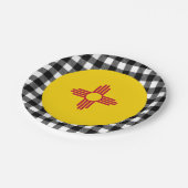 ニューメキシコプレート、バッファロー草原アメリカ合衆国・メキシコ国旗 ペーパープレート (アングル)