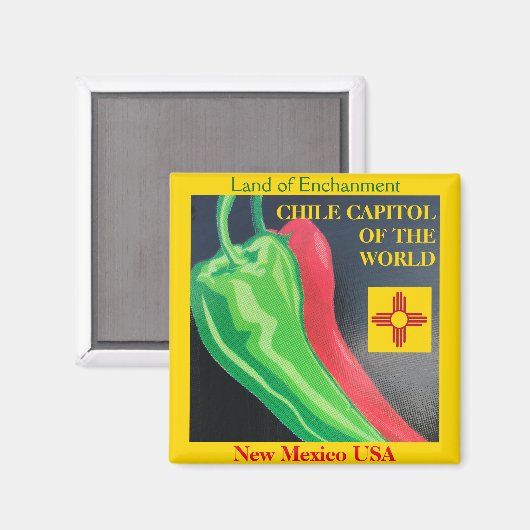 ニューメキシコライセンスプレートチリ磁石Zia マグネット (正面/裏面)