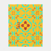 ニューメキシコレッドジアターコイズフェザー フリースブランケット (正面)