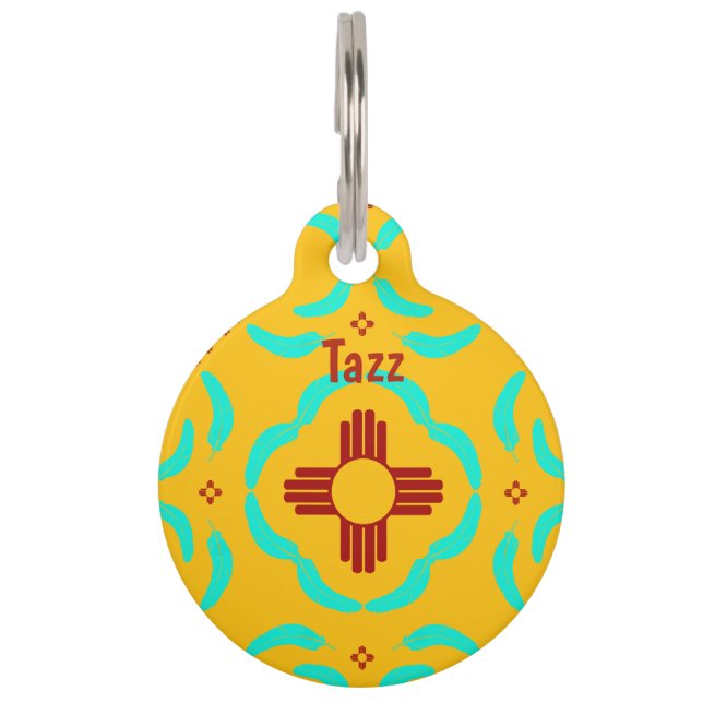 ニューメキシコレッドジアターコイズフェザー ペット　ネームタグ (正面)