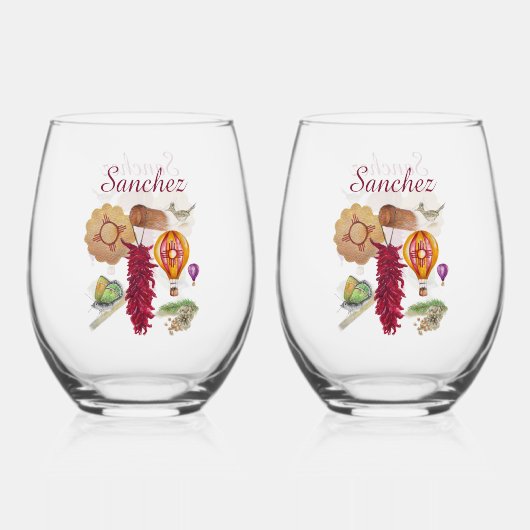 ニューメキシコレッドチリピノnツィアホットエアバルーン ステムなしワイングラス (裏面)