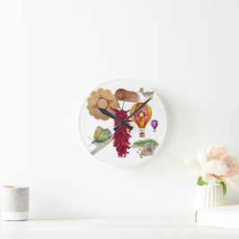 ニューメキシコレッドチリピノnツィアホットエアバルーン ラウンド壁時計