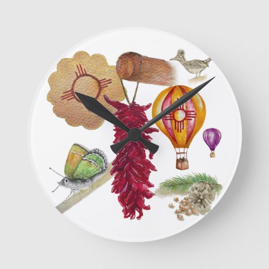 ニューメキシコレッドチリピノnツィアホットエアバルーン ラウンド壁時計 (正面)
