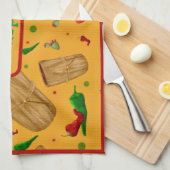 ニューメキシコレッド&グリーンチリータマレスツィアノパレス キッチンタオル (四つ折り)