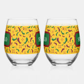 ニューメキシコレッド&グリーンチリータマレスツィアノパレス ステムなしワイングラス (左)