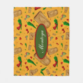 ニューメキシコレッド&グリーンチリータマレスツィアノパレス フリースブランケット (正面)