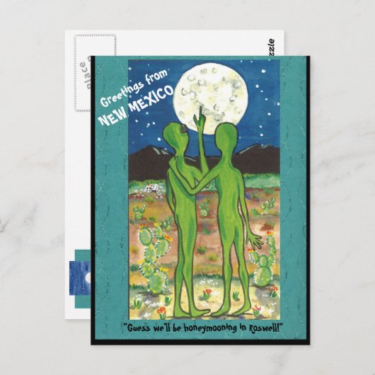 ニューメキシコロズウェルエイリアンおもしろいデザイナーポストカード ポストカード (正面/裏面)