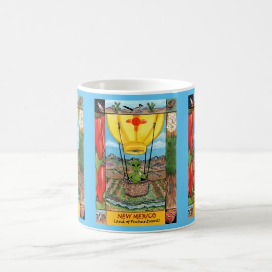 ニューメキシコロズウェルエイリアンおもしろいホットエアバルーンジア コーヒーマグカップ (中央)