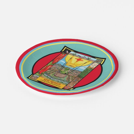 ニューメキシコロズウェルエイリアンおもしろいホットエアバルーンジア ペーパープレート (アングル)