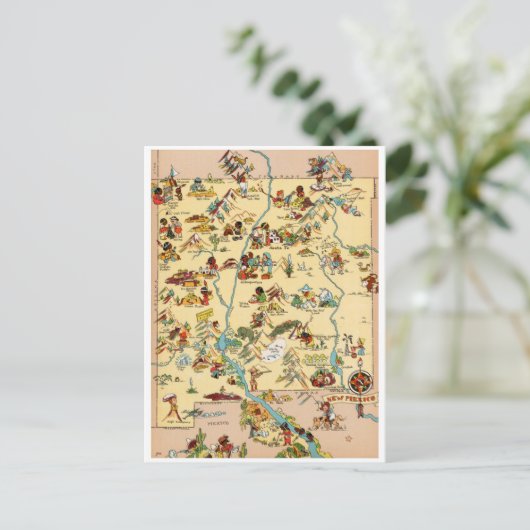 ニューメキシコヴィンテージおもしろいの地図 ポストカード (スタンド正面)