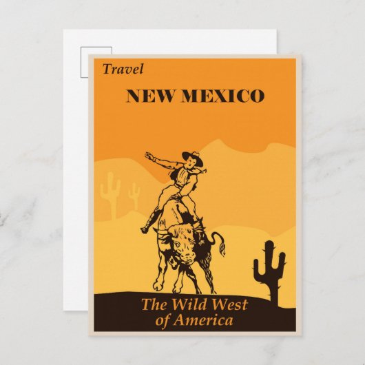 ニューメキシコヴィンテージカウボーイトラベル ポストカード (正面/裏面)