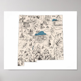 ニューメキシコヴィンテージ写真の地図 ポスター