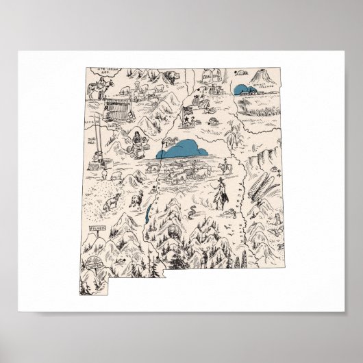 ニューメキシコヴィンテージ写真の地図 ポスター (正面)