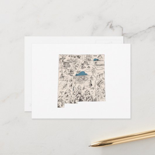 ニューメキシコヴィンテージ写真地図アンティーク州図 ポストカード (正面/裏面インサイチュ)