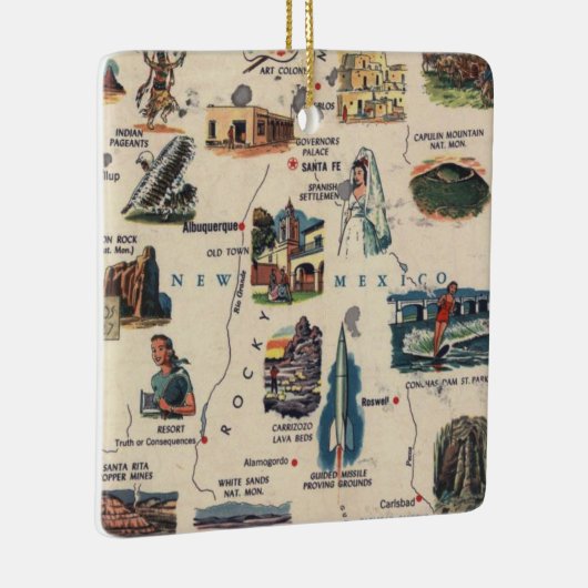 ニューメキシコヴィンテージ観光客の地図 セラミックオーナメント (右)