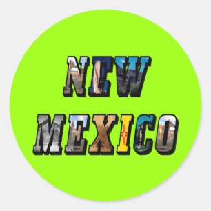 ニューメキシコ写真文字 ラウンドシール