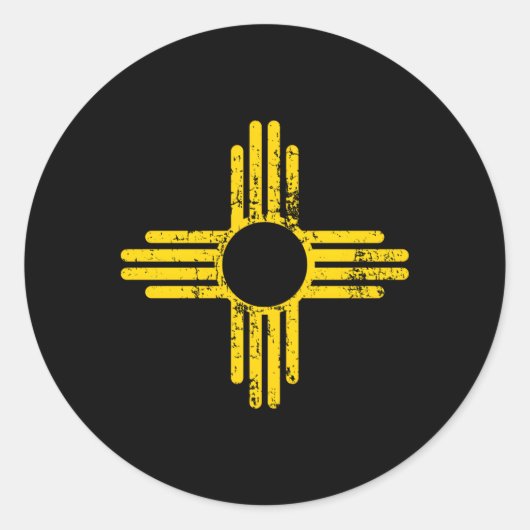 ニューメキシコ動揺して国旗Zia Sun単独 ラウンドシール (正面)