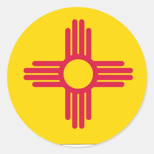 ニューメキシコ国旗の地図 ラウンドシール (正面)