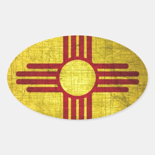 ニューメキシコ国旗 楕円形シール (正面)
