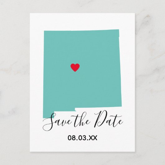 ニューメキシコ地図の形のSave the Date カスタムデザイン 案内ポストカード (正面)