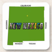 ニューメキシコ地図アウトライン写真文字 コースター (正面)