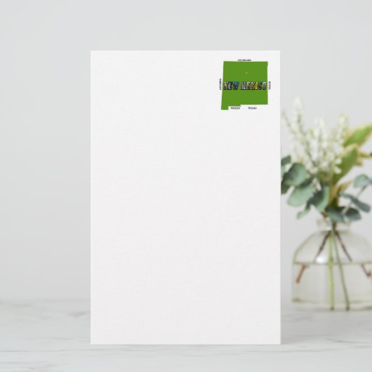 ニューメキシコ地図アウトライン写真文字 便箋 (スタンド正面)