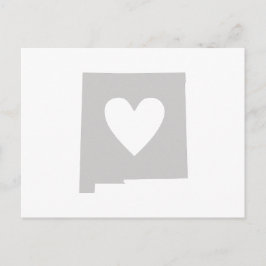 ニューメキシコ地図シェイプグレーハート切り出しメキシコ ポストカード