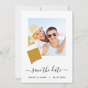 ニューメキシコ地図フォトウェディング日付カードを保存 セーブザデート